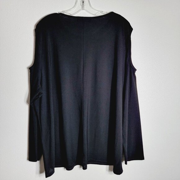 Chloe & Jasmine Womens Top Plus Size 3X Cold Shoulder Sequins Stretch Pullover - Picture 2 of 4